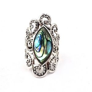 CFJ Sterling Silver Abalone Shell Ring Sz 10